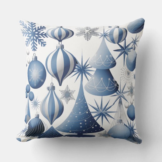 Blue And White Christmas Pattern  Cushion (Front)