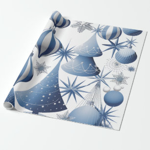 Blue And White Christmas Pattern  Wrapping Paper