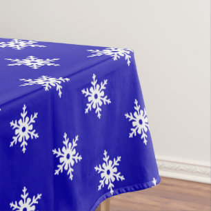 Blue and White Christmas Snowflakes Pattern Modern Tablecloth