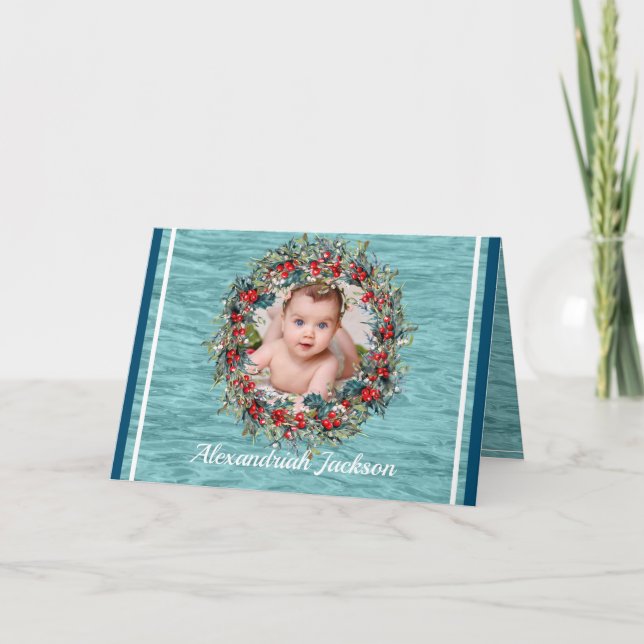 Blue and White Christmas your photo Nautical Water Holiday Card (Front)