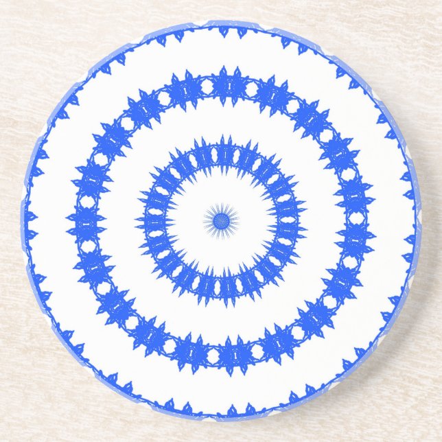 Blue And White Circle Pattern Coaster (Front)