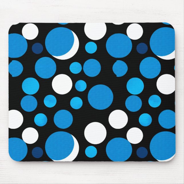 Blue and White Circles Pattern Mouse Pad (Front)