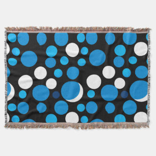 Blue and White Circles Pattern Throw Blanket