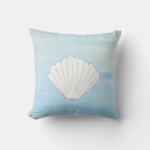 Blue and White Clam Beach Pillow