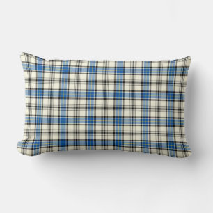 Blue and White Clan Hannay Scottish Plaid Lumbar Cushion