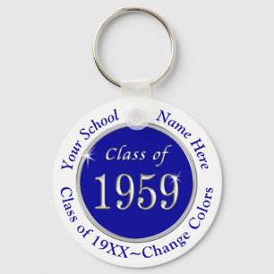 Blue and White Class of 1959 Customisable Keychain