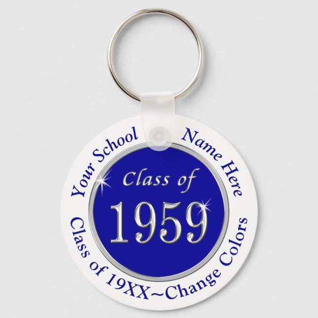 Blue and White Class of 1959 Customisable Keychain (Front)