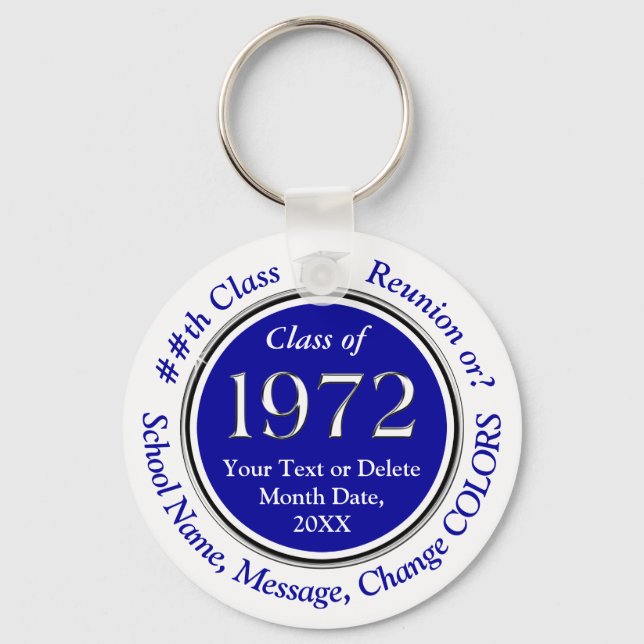 Blue and White, Class of 1972, Reunion Souvenirs Key Ring (Front)