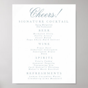 Blue and White Classic Bar Menu  Poster