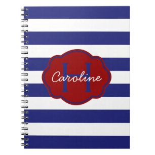 Blue and White Classic Horizontal Stripe Notebook