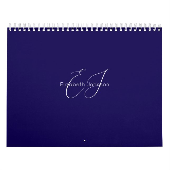 blue and white classic minimalist name customised calendar (Cover)