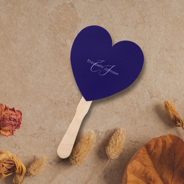 blue and white classic minimalist name customised hand fan (Creator Uploaded)