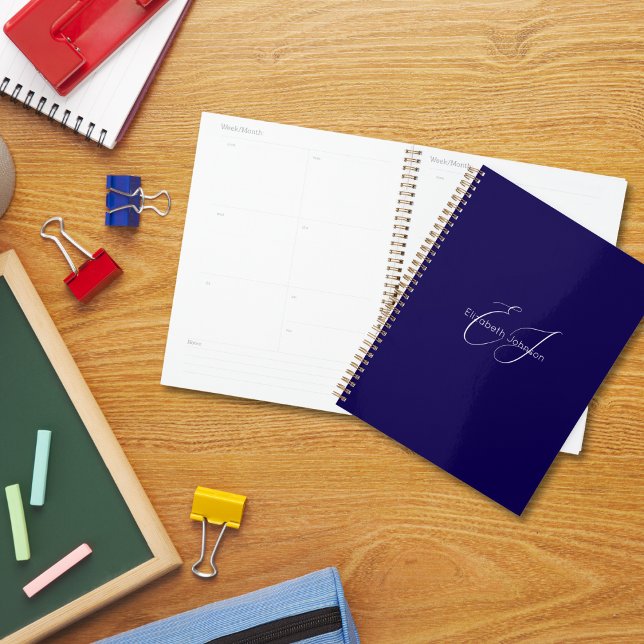 blue and white classic minimalist name customised planner (Creator Uploaded)