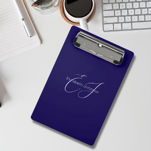 blue and white classic minimalist name customized mini clipboard
