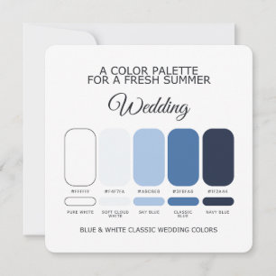Blue and White Classic Wedding Color Palette Card
