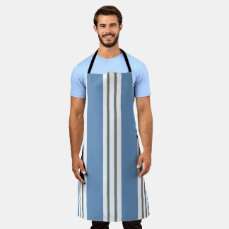 Blue and White Coastal Stripes Apron