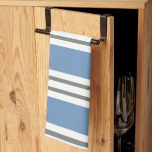 Blue and White Coastal Stripes Tea Towel