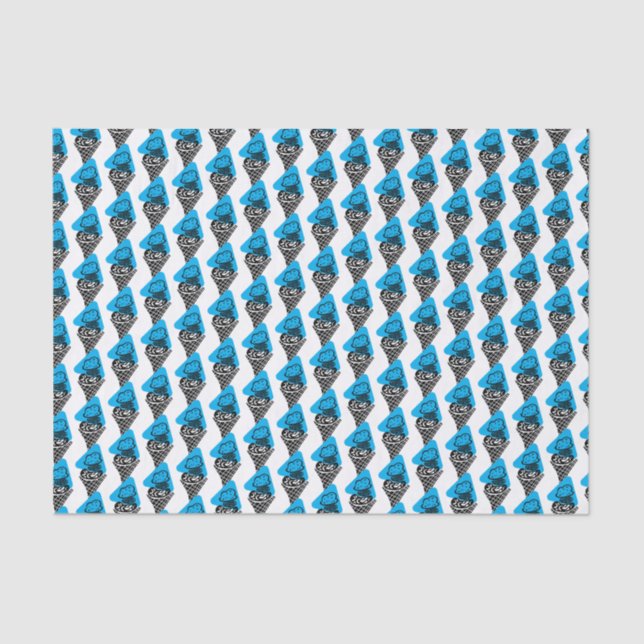 Blue and White College Colours Ice Cream Tissue Paper (Front)