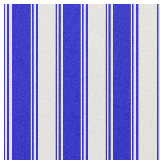Blue and White Coloured Stripes/Lines Pattern Fabric (Close Up)