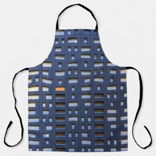 Blue and white concrete building apron
