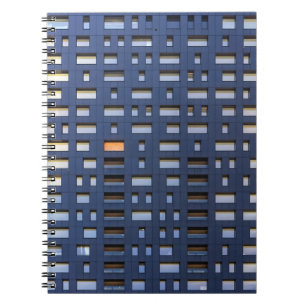 Blue and white concrete building notebook
