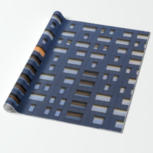 Blue and white concrete building wrapping paper