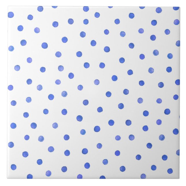 Blue and White Confetti Dots Pattern Tile (Front)