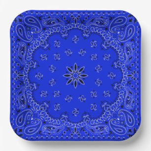 Blue and White Cowboy Bandana Paper Plate