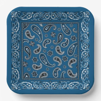 Blue and White Cowboy Paper Plate