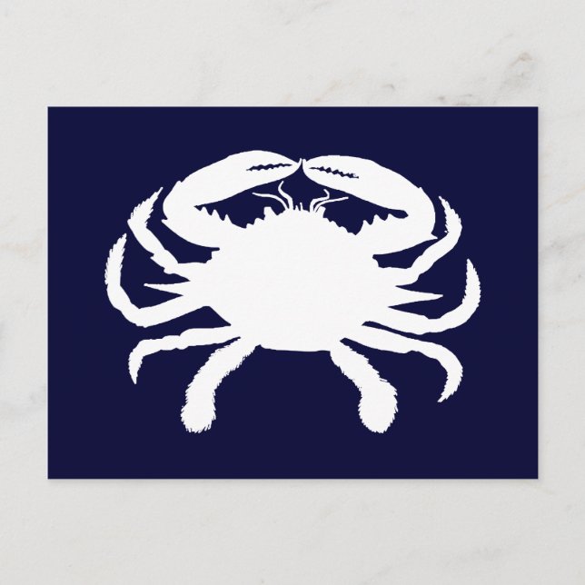 Blue and White Crab Shape Postcard (Front)