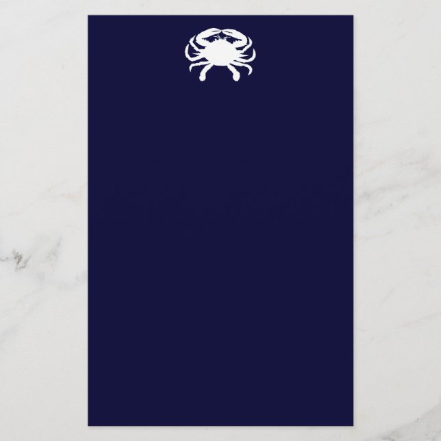 Blue and White Crab Shape Stationery (Front)