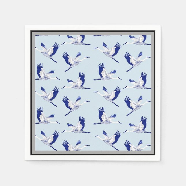 Blue and white cranes napkin (Front)