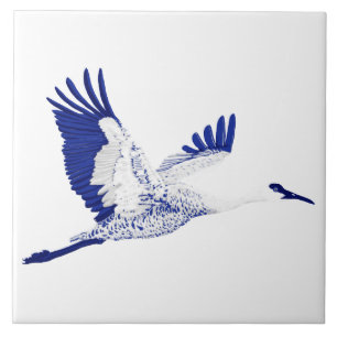 Blue and white cranes tile