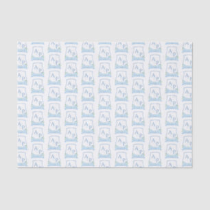 Blue And White Crest Wedding Branding Tissue Paper