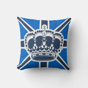Blue and White Crown Pillow
