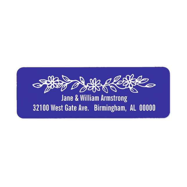 Blue and White Custom Address Labels (Front)