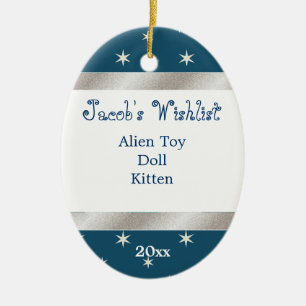 Blue and White Custom Wishlist Ornament