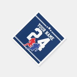 Blue and white customisable football team colours napkin