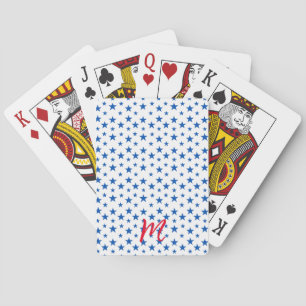 Blue And White Customisable Star Pattern Playing Cards
