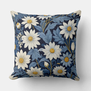 Blue and white daisies  cushion