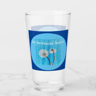 Blue and white Daisy Flower Personalised Glass