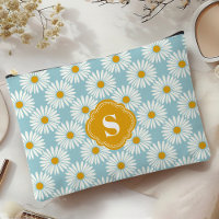 Blue And White Daisy Pattern Monogrammed