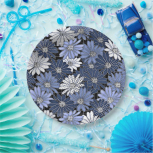 Blue and White Daisy Pattern Paper Plate