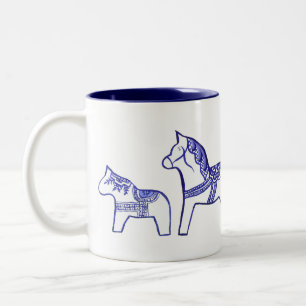 Blue and White Dala Horses Mug