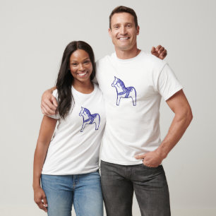 Blue and White Dala Horses shirt