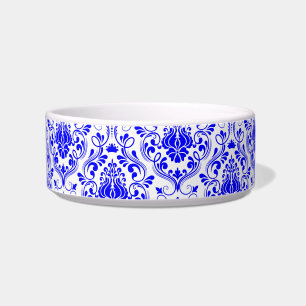 Blue and White Damask Floral Pattern Elegant Bowl