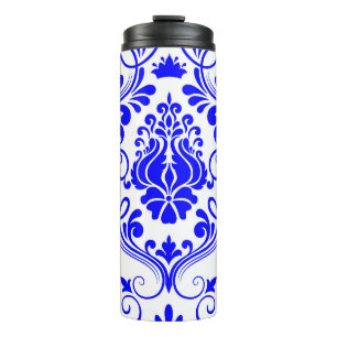 Blue and White Damask Floral Pattern Elegant  Thermal Tumbler
