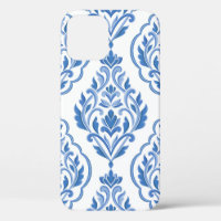 Blue and white damask vintage seamless pattern. Vi