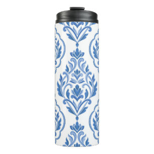 Blue and white damask vintage seamless pattern. Vi Thermal Tumbler