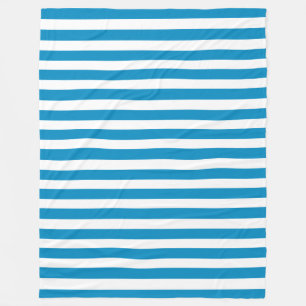 Blue and White Deckchair Stripes Fleece Blanket